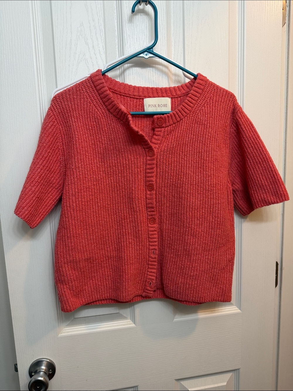 Knit Short-Sleeve Cardigan - XS